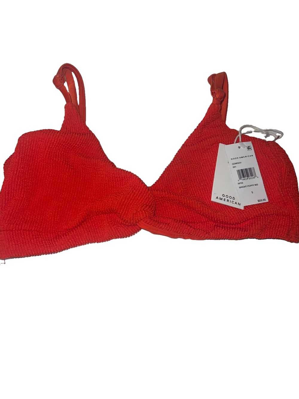 Good American Always Fits Twisted Bikini Top Size 5 XLarge Swim Poppy Color  NWT